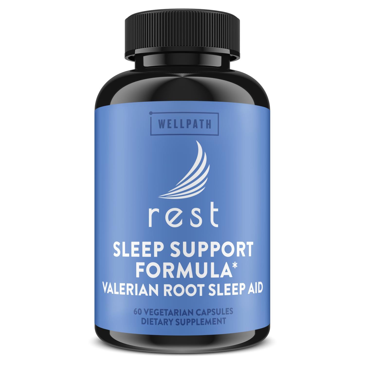 WellPath Rest Valerian Root Sleep Aid for Adults with Melatonin L-Theanine Natural Herbal Sleeping Pills with Extra Strength 5-HTP, Lemon Balm, Chamomile, 60 Ct