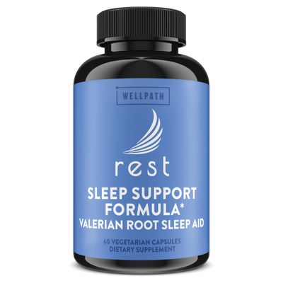 WellPath Rest Valerian Root Sleep Aid for Adults with Melatonin L-Theanine Natural Herbal Sleeping Pills with Extra Strength 5-HTP, Lemon Balm, Chamomile, 60 Ct