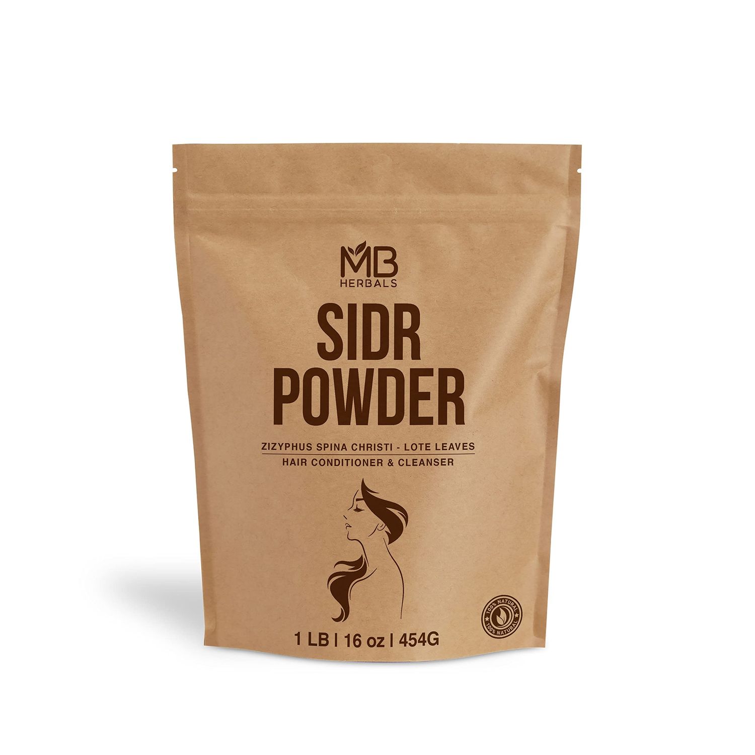 MB Herbals Sidr Powder 16 oz 1 lb (454 Gram) WildCrafted Seder Lote Leaves Ziziphus spina christi Natural Hair Conditioner Cleanser Sidr 99.5, Neem 0.5
