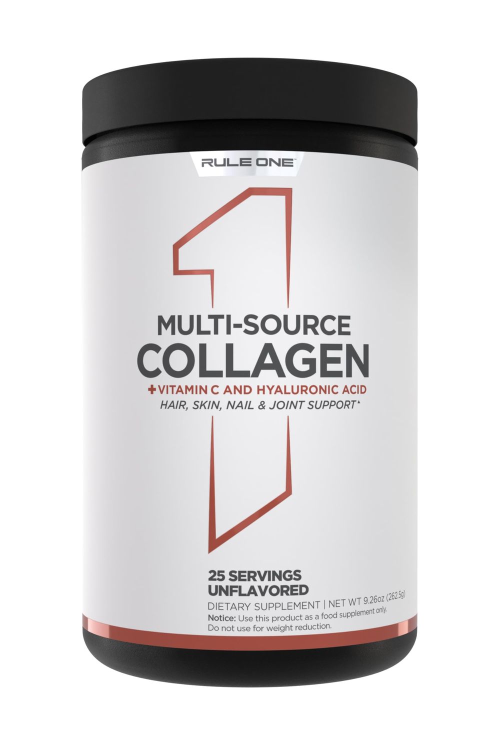 Rule 1 Multi-Source Collagen Powder - Bovine, Chicken, Fish Eggshell Collagen Sources Hyaluronic Acid Vitamin C for Hair, Skin, Nail Support (25 Servings, Unflavored)