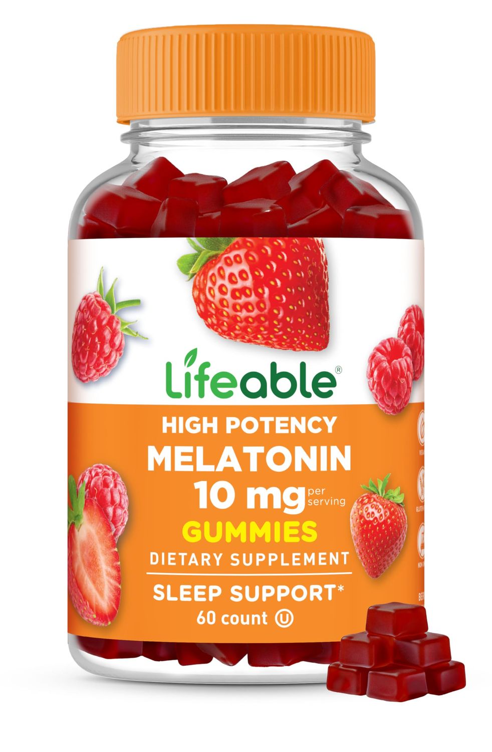 Lifeable Melatonin 10mg - Great Tasting Natural Flavor Gummy Supplement - Gluten Free Vegetarian GMO-Free Chewable - for Help Falling Asleep and Staying Asleep - for Adults, Man, Women - 60 Gummies