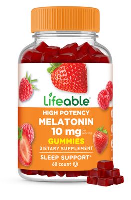 Lifeable Melatonin 10mg - Great Tasting Natural Flavor Gummy Supplement - Gluten Free Vegetarian GMO-Free Chewable - for Help Falling Asleep and Staying Asleep - for Adults, Man, Women - 60 Gummies