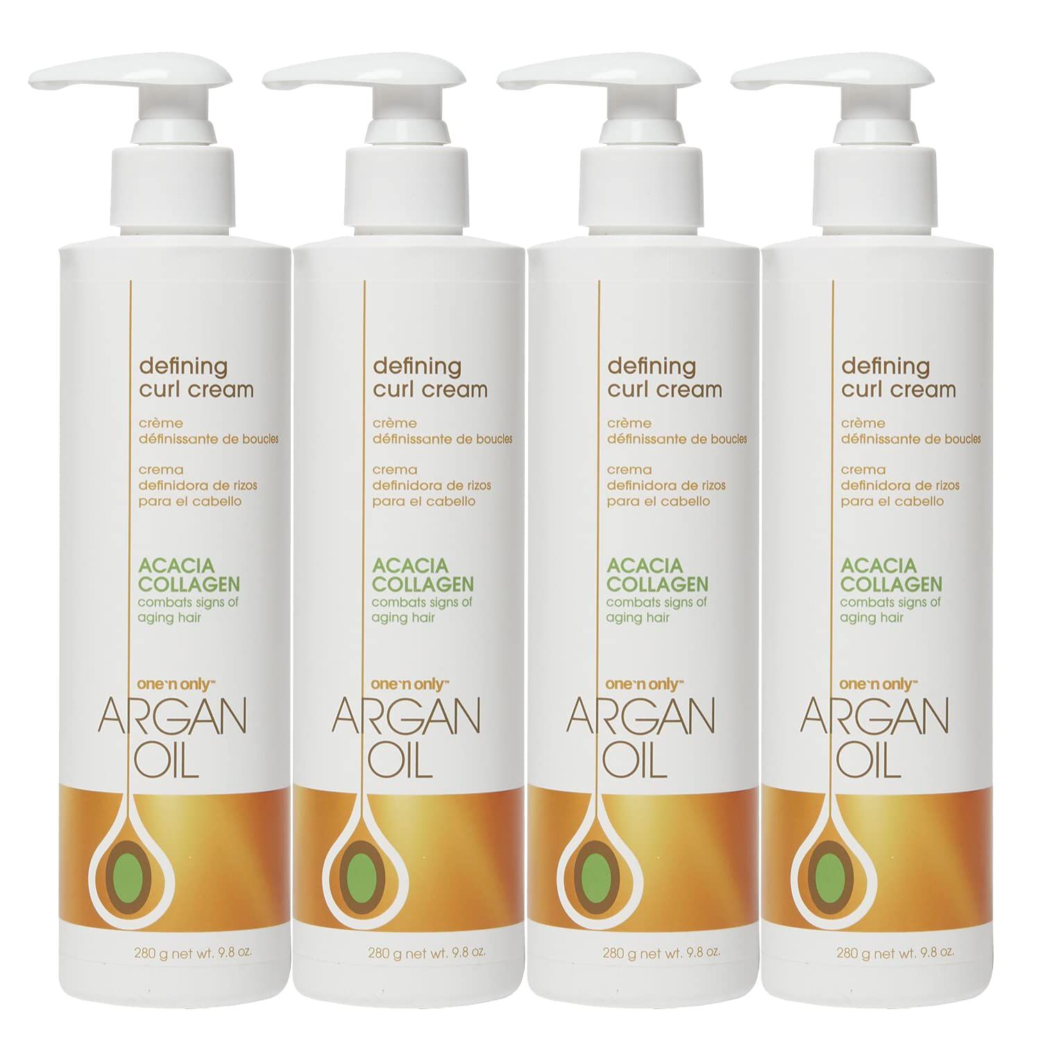 One &#39;n Only Defining Curl Cream with Argan Oil, Leave-in Conditioning Cream, Defines and Leaves Strong Curly Hair, Enhances Shine and Hydrates Without Sticky Residue, 9.8 Ounces (4 Pack)