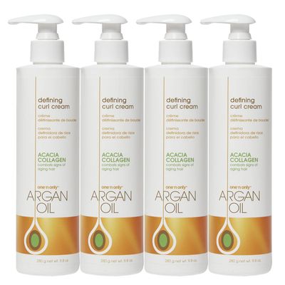 One &#39;n Only Defining Curl Cream with Argan Oil, Leave-in Conditioning Cream, Defines and Leaves Strong Curly Hair, Enhances Shine and Hydrates Without Sticky Residue, 9.8 Ounces (4 Pack)
