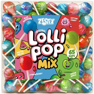 Original Lollipops Mix - 65 Count Bulk Candy Pack - Assorted Fruity Flavors, Individually Wrapped - Perfect for Parties, Birthdays, Parades Kids Events