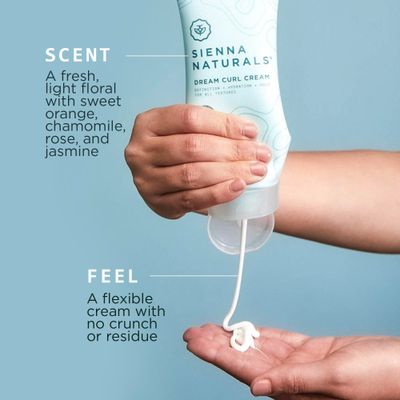 Sienna Naturals - Dream Curl Cream - Lightweight Curl Defining Hydrating Styling Cream - Enhances Curls, Reduces Frizz Adds Soft Hold - Clean, Vegan Silicone-Free, 6oz