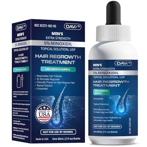 Minoxidil for Men Hair Growth Serum: Minoxidil 5 Percent with Biotin - Hair Regrowth for Men - Beard Growth Serum - Hair Loss Treatments - Minoxidil 5 - Faster Thicker Stronger Hair Growth - 60ml