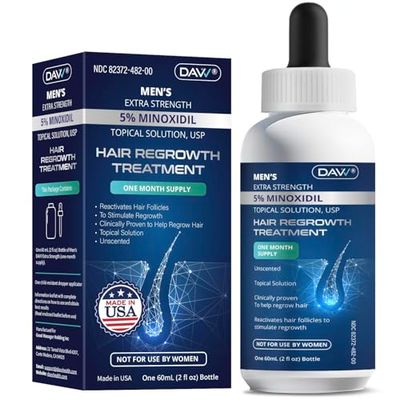 Minoxidil for Men Hair Growth Serum: Minoxidil 5 Percent with Biotin - Hair Regrowth for Men - Beard Growth Serum - Hair Loss Treatments - Minoxidil 5 - Faster Thicker Stronger Hair Growth - 60ml