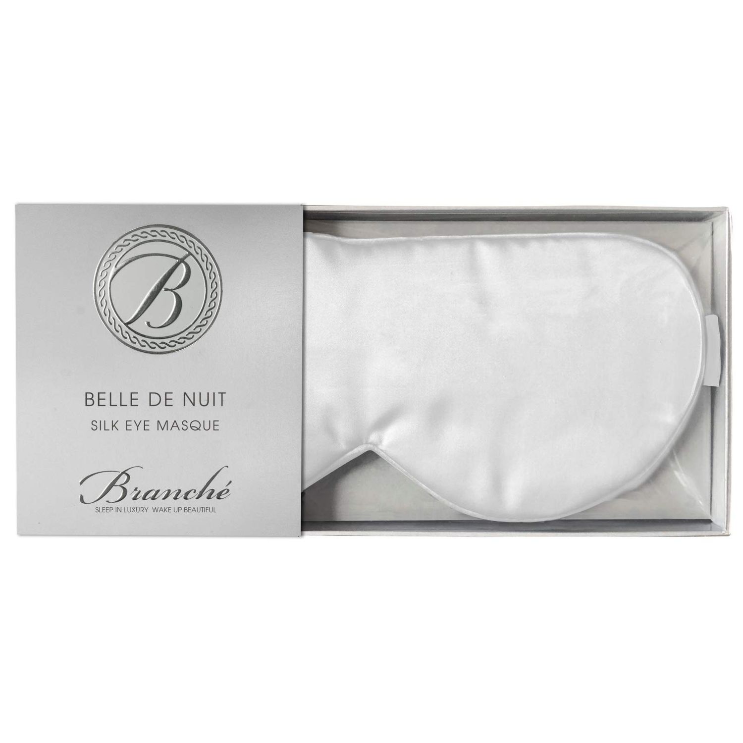 Branche Beauty Belle De Nuit Sleep Mask - Silk Eye Mask 6A Silk 22 Momme Eye Cover Sleepover Shade Blindfold Mask for Luxury Sleep in Total Darkness (White)