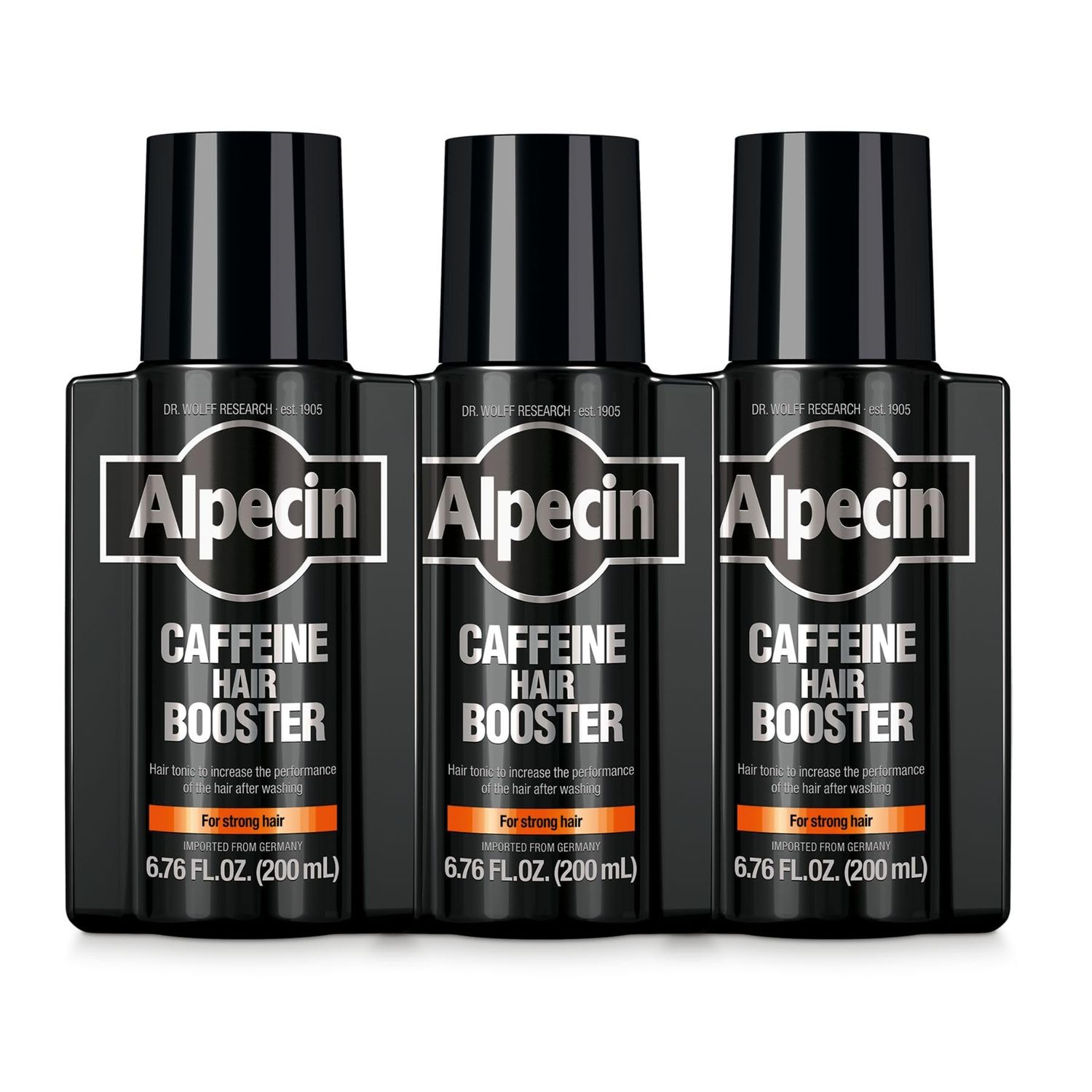 Alpecin Caffeine Hair Booster with Bold Fragrance 6.76 Fl Oz (Pack of 3) I Hair Performance Enhancer I Promotes Natural Hair Growth and Thickness I Energizes Scalp