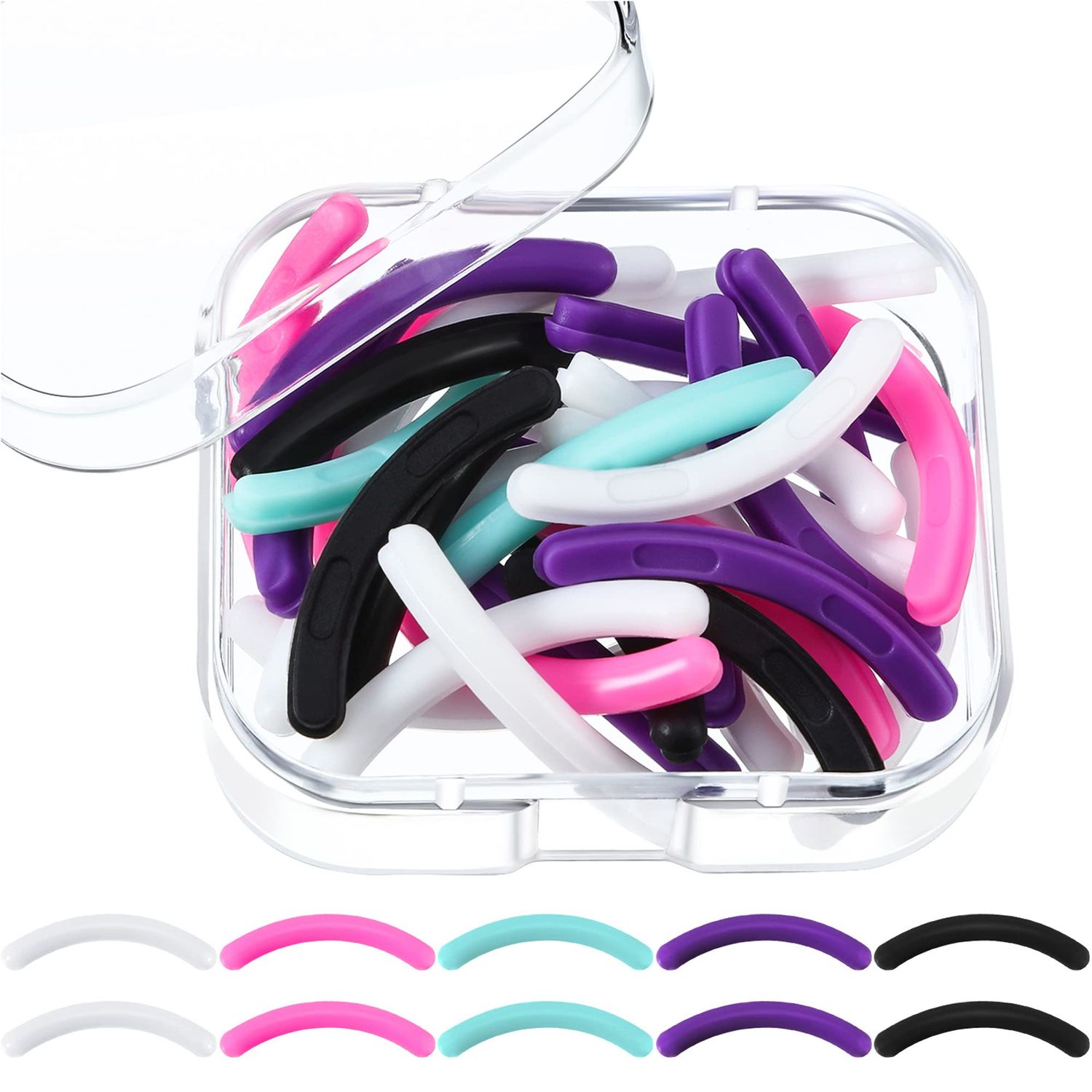 Eyelash Curler Refill Pads Silicone Rubber Curler Replacement Refills Pads for Universal with a Clear Storage Box