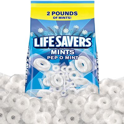 Pep O Mint Hard Candy, 2lb Pack of Lifesaver Mints Bulk, Perfect for Sharing, Gifting, Weddings and Special Events, Classic Peppermint Lifesaver Individually Wrapped with a Cool, Refreshing Taste