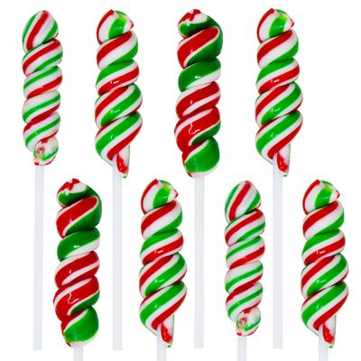 Christmas Twisted Lollipops- Holiday Sucker Candy- Christmas Stocking Candy Stuffers- Spiral Lollipop- Holiday Swirl Pop- 24 Christmas Party Favor pops for Holiday Party, Christmas Party, candy Buffet
