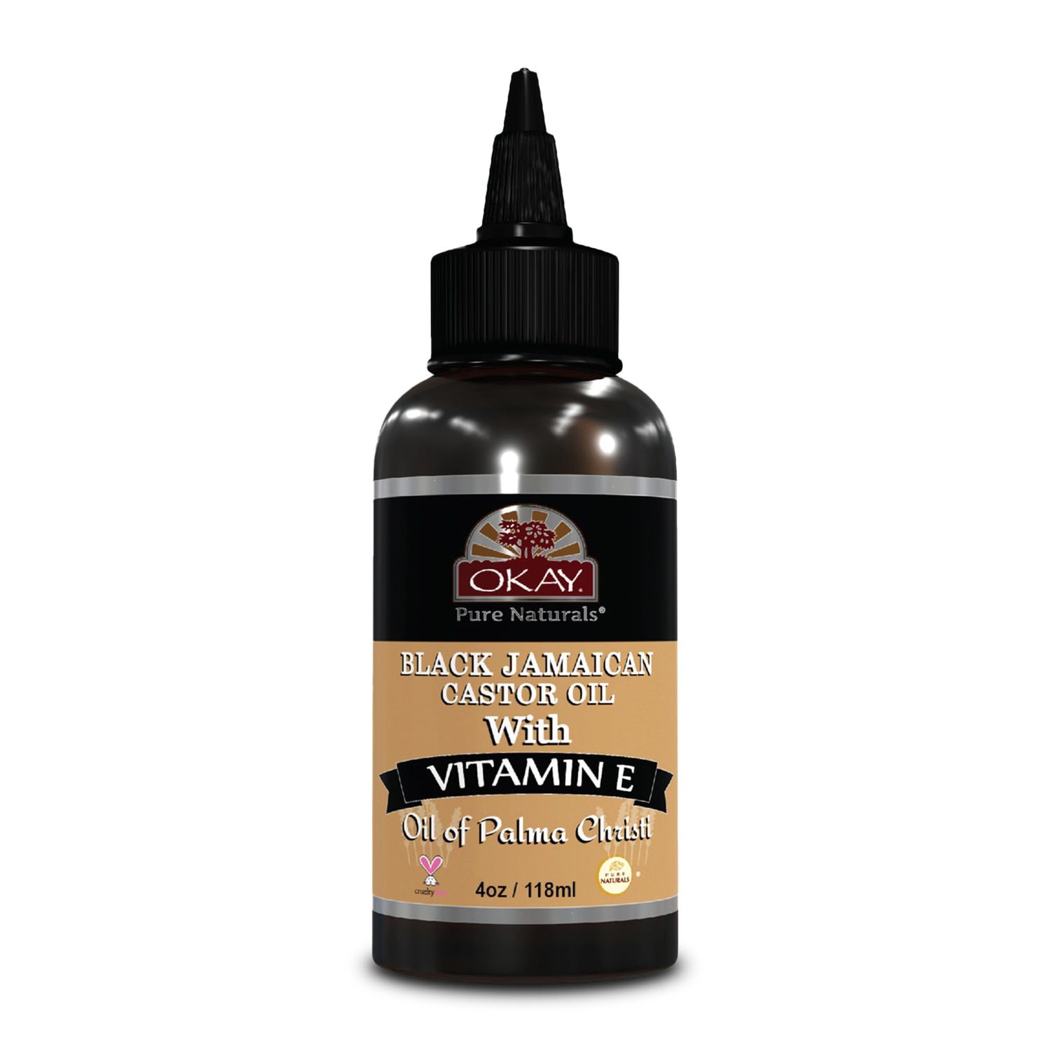 OKAY BLACK JAMAICAN CASTOR OIL with VITAMIN E and PANTHENOL 4oz 118ml