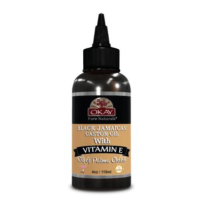 OKAY BLACK JAMAICAN CASTOR OIL with VITAMIN E and PANTHENOL 4oz 118ml