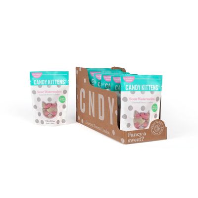 Candy Kittens Vegan Sweets - Gluten-Free - Natural Fruit Flavour Candy - Gummy Chewy Gourmet Sweets - Sour Watermelon, 1.9oz (Pack of 12)