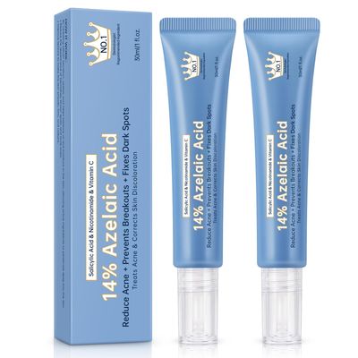 Azelaic Acid 14 Acne Cream for Redness Relief, Dark Spots, Facial Serum with Niacinamide Vitamin C Prevent Acne Breakouts, Azelaic Acid Serum for Balance Excess Sebum Soothe Irritation, 2 Oz.