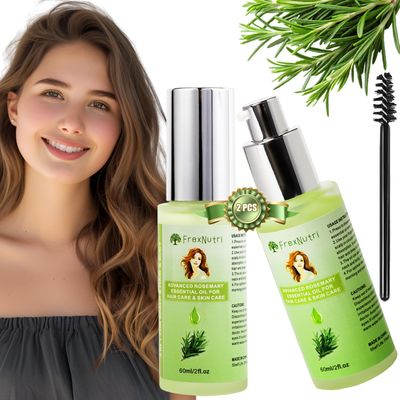 FrexNutri Rosemary Oil for Hair Growth(2 Pack x 60ML), Organic Rosemary Oil with Precision Press Dispenser and Protective Cap, Non Greasy, Suitable for Hair, Scalp, Pure and Natural