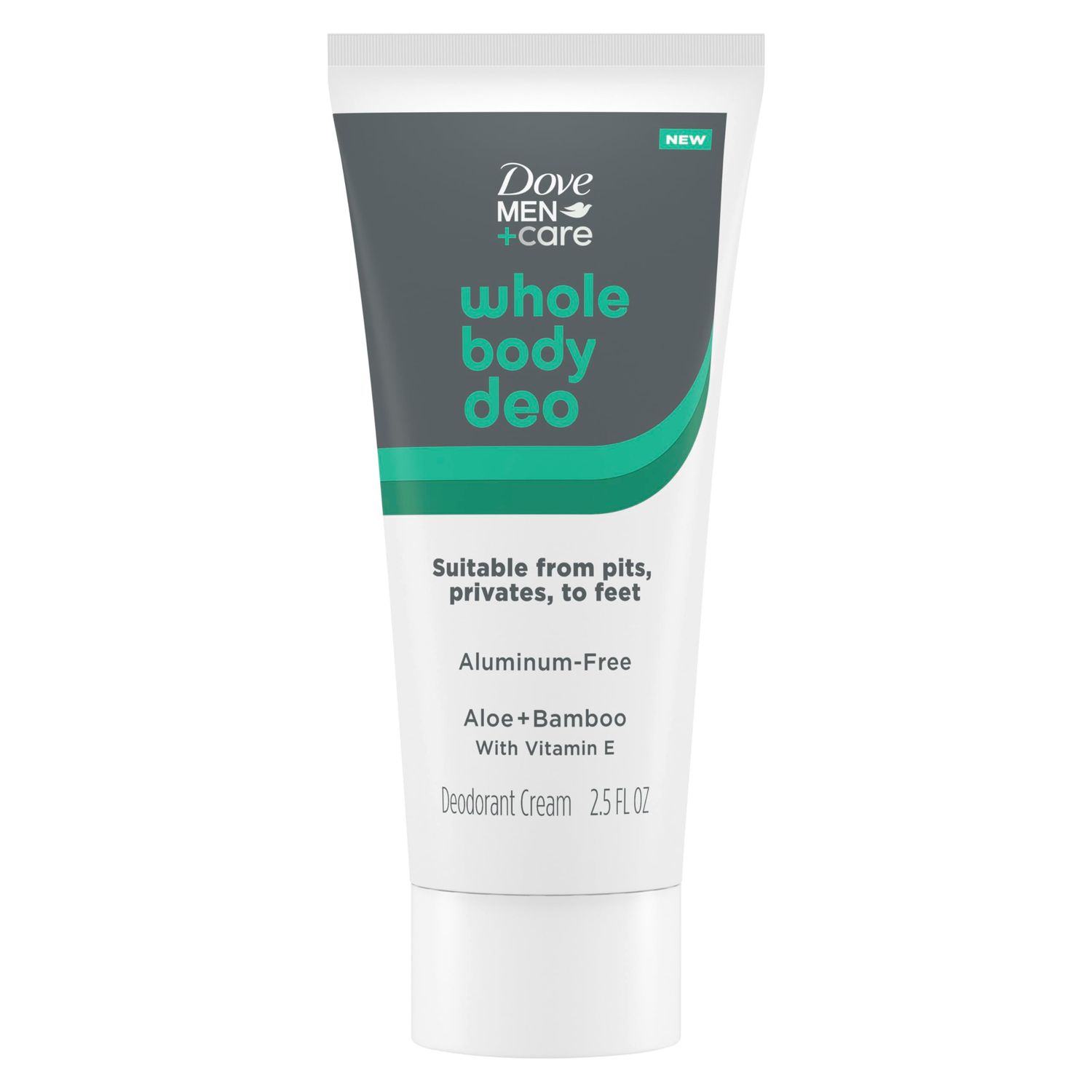 DOVE MEN CARE Whole Body Deo Aluminum-Free Deodorant Cream Aloe Bamboo Suitable from Pits, Privates, to Feet 2.5 fl oz