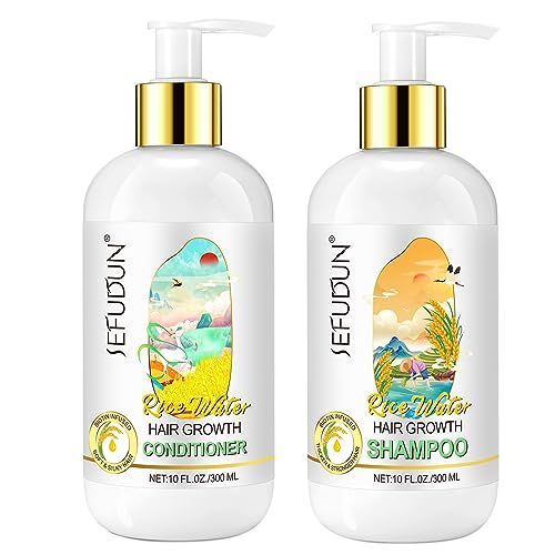Rice Water Growth Shampoo and Conditioner - Biotin, Caffeine Rosemary Formula for Hair Loss, Thinning Hair with Sulfate-Free Routine for Women and Men - For Hair Growth