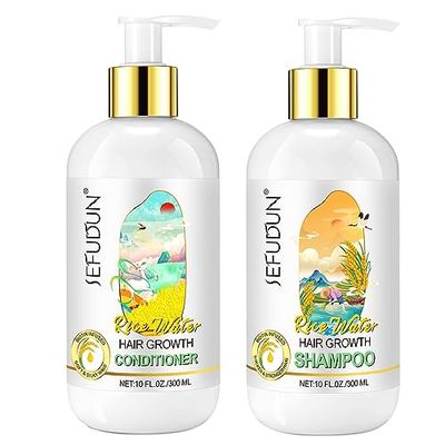 Rice Water Growth Shampoo and Conditioner - Biotin, Caffeine Rosemary Formula for Hair Loss, Thinning Hair with Sulfate-Free Routine for Women and Men - For Hair Growth