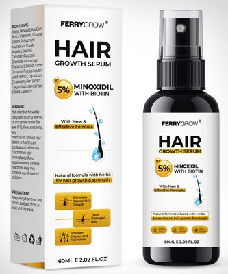 FerryGrow 5 Minioxidil Hair Growth Serum for Men with Biotin Regrowth Hair Treatment For Thickens Hair Promotes Hair Density Help to Stop Thinning loss Hair stimulates Hair Growth