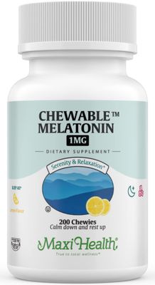 Maxi Health Chewable Melatonin, Kosher Lemon Flavor, Melatonin for Adults Kids, Natural Aid for Adults Children, Melatonin Chewables Alternative to Melatonin Gummies Kids Dose, (200 Count)