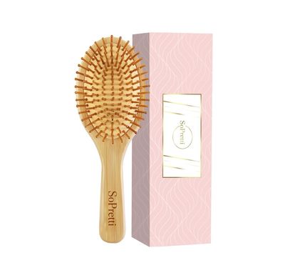SoPretti Bamboo Hair Brush - Wooden Hair Brush for Men Women and Kids - Bamboo Brush for Hair Growth