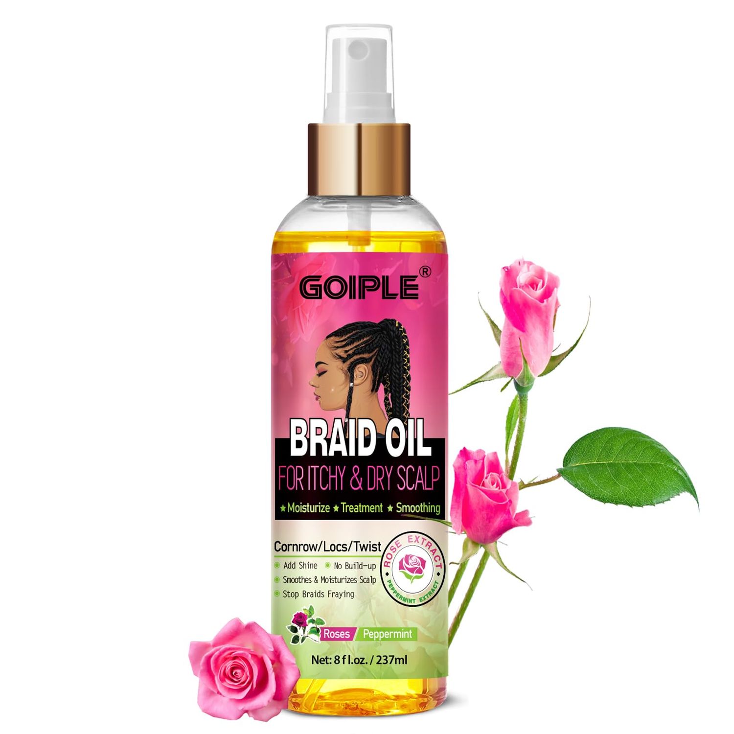 Braid Oil for Soothes Moisturizes Dry Itchy Scalp- Braid Care for Dandruff and Thinning Edges- Braiding Scalp Oil for Locs Twists Enhances Shine and Reduces Frizz Refreshes Dry Hair 8 fl oz