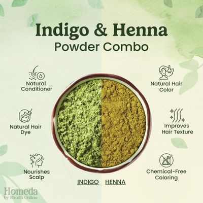 Indigo Powder Organic and Black Henna Powder for Hair Combo (7oz - 3.5oz each) - Natural Henna Indigo For Hair Dye - Black Hair Color (200g)