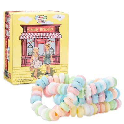 24 Candy Bracelets Individually Wrapped, Stretchable Vintage Candy Jewelry for Kids, The Perfect Pastel Addition to your Buffet, Princess-Themed Party or Goody Bags, by 4YoreElves, Pack of 24x0.42oz