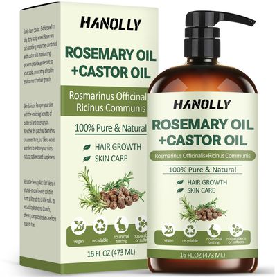 Rosemary Castor Oil for Hair Growth 16oz - 100 Pure Rosemary Oil with Castor Oil, Blend of Effective Hair Oils For Hair Growth, Hydration Scalp, Reduce Loss Split Ends