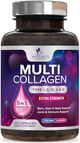 Collagen Peptides for Women Men - Type I, II, III, V, X Multi Collagen Pills, Hydrolyzed Collagen Peptides Supplements, Nature&#39;s Hair, Skin, Nail, and Joint Support Supplement, Non-GMO, 120 Capsules