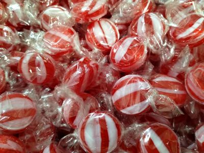 Striped Cinnamon Discs - 1 lb of Fresh Delicious Individually Wrapped Red and White Hard Candy Buttons