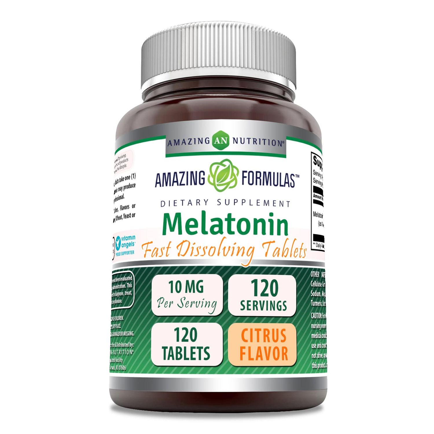 Amazing Formulas Melatonin Fast Dissolving Supplement Citrus Flavor 5 Mg Per Serving 120 Tablets Non-GMO Gluten Free Made in USA