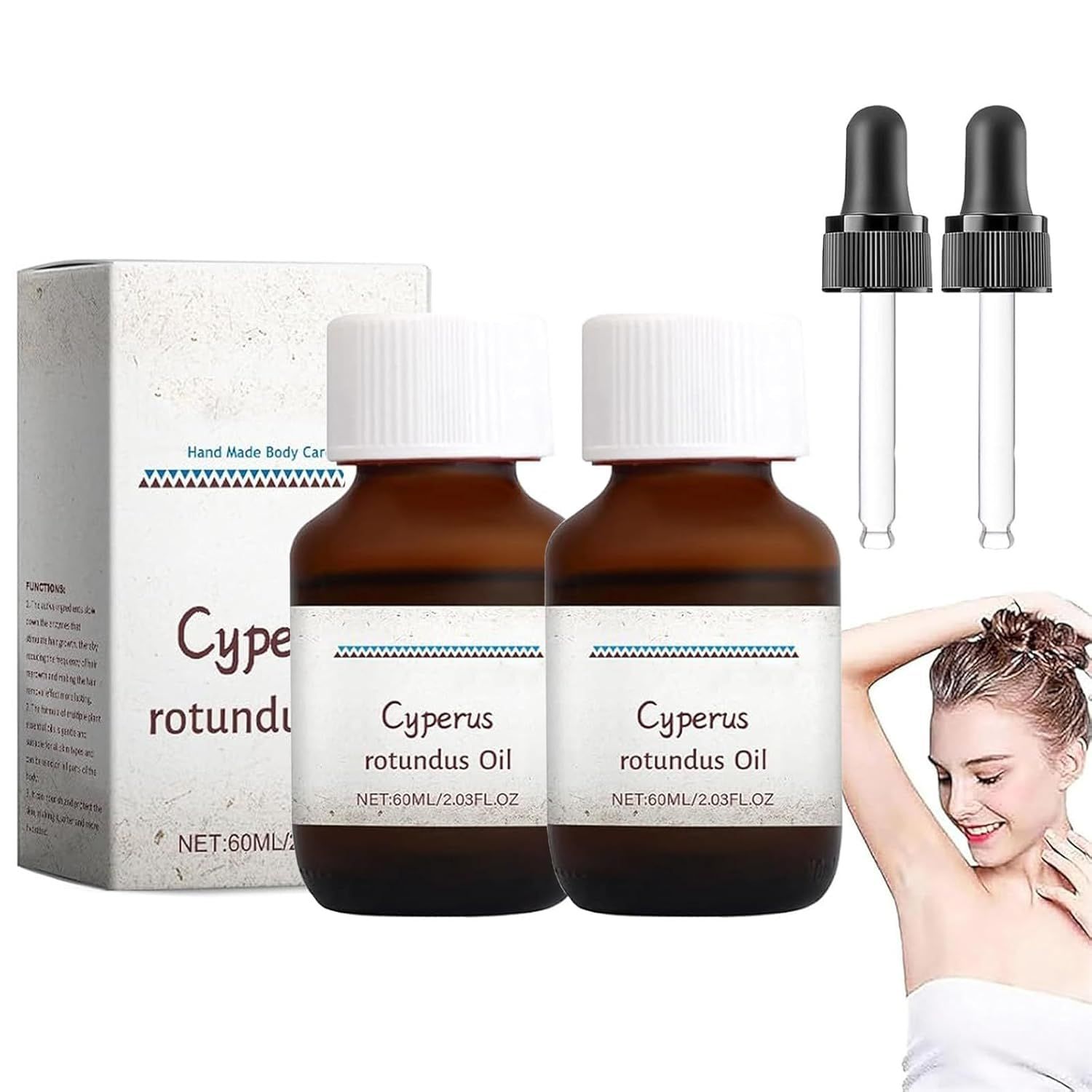 Cyperus Rotundus Oil, Cyperus Rotundus Oil for Hair Removal, Cyperus Oil Natural,Cypress Oil, Body Oils, Reducing Body Hair Growth, Cypress Rotundus Oil(2pcs60ML)