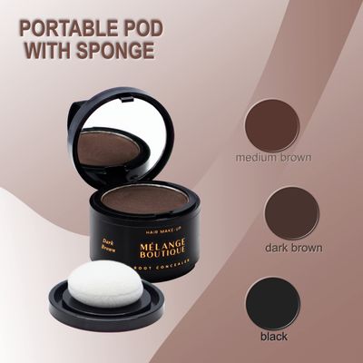 MELANGE BOUTIQUE Hairline Powder Instant Formula (Dark brown) - Root Touchup for Gray Hair, Concealer for Thinning Bald Spots