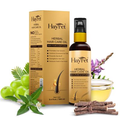 Hayret Kerala Ayurvedha Herbal Hair Care Oil, Reduces Hair Fall Dandruff, Promotes Hair Growth, Natural, Unisex-Adults, 100ml