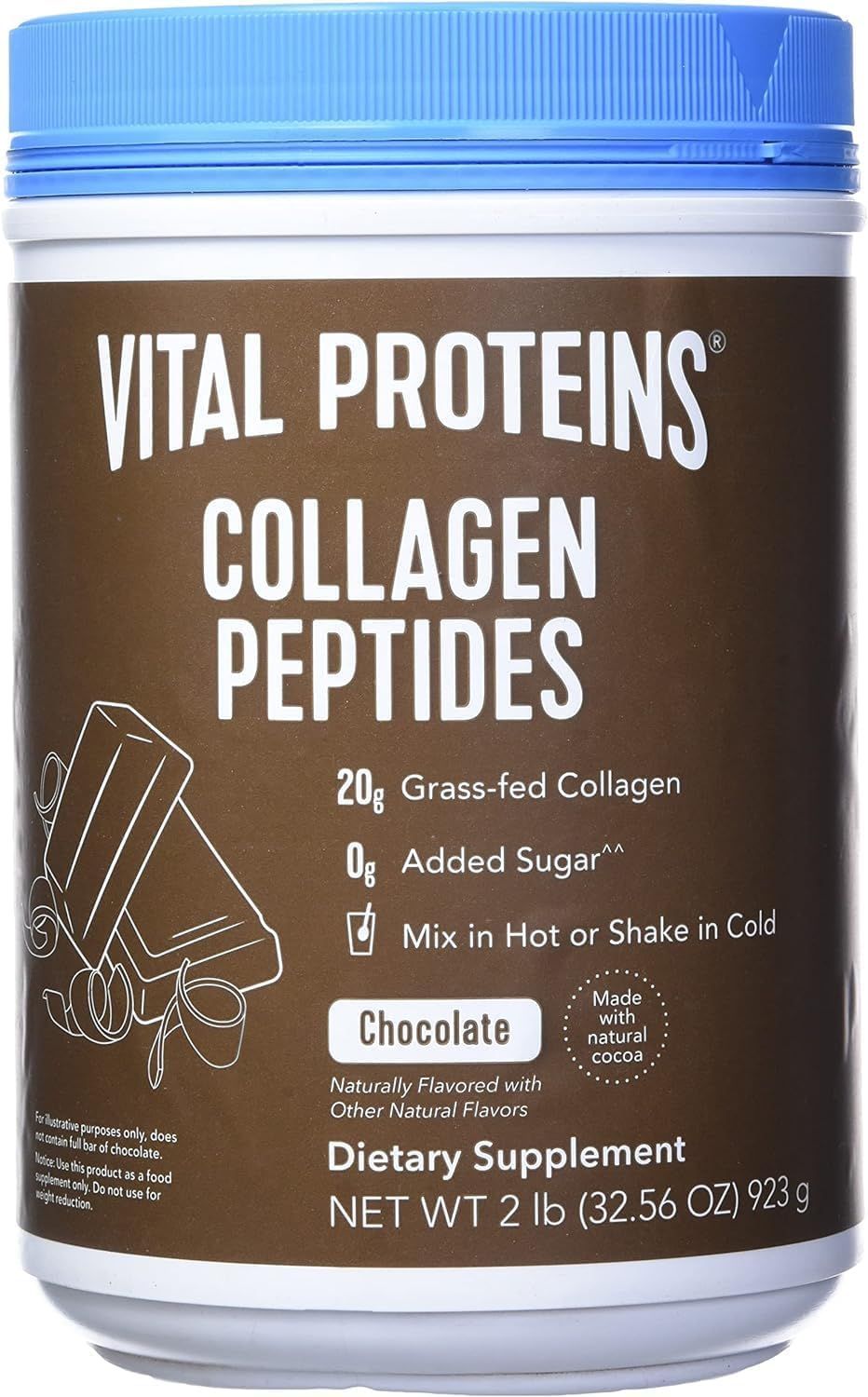 Vital Chocolate Proteins Collagen Peptides, Pasture Raised, Grass Fed, Paleo Friendly, GlutenZero Sugar Dairy Free, 32.56 Oz