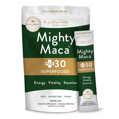 Mighty Maca Plus - Delicious Organic Maca Root Superfoods Greens Keto Detox Drink Powder, All-Natural, Alkaline Vegan (16 Travel Packs)