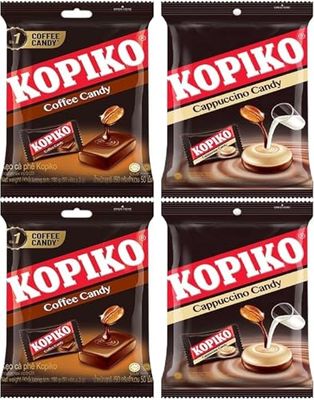 Coffee Candy Hard Boiled Sweets (Pack of 4 Original Coffee (31.5g x 2) Cappuccino (31.5g x 2)