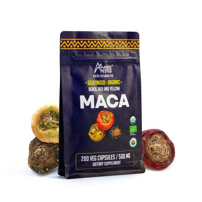Premium Black, Red Yellow Maca Capsules l 3000mg Serving for Increased Energy Levels Physical Performance l Powerful Antioxidant Immune System Booster l 100 Natural and Organic l Amazon Andes