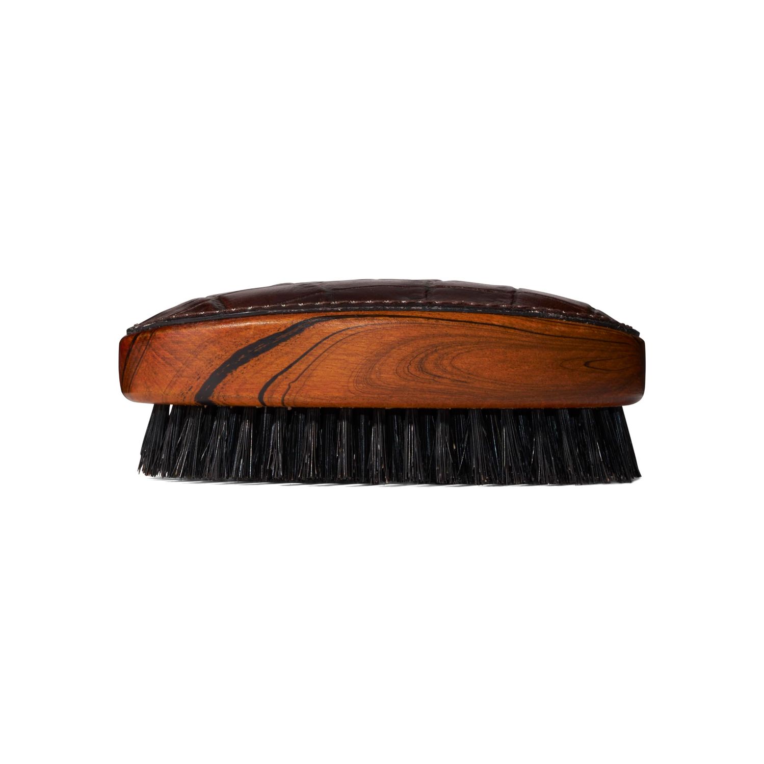 Caswell-Massey F. Hammann Military Hair Brush, Ideal for Short Hair Buzz Cuts, Scalp Massager, Wood Leather Handle, German Craftmanship, 2.75 x 4.75