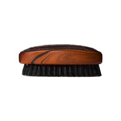 Caswell-Massey F. Hammann Military Hair Brush, Ideal for Short Hair Buzz Cuts, Scalp Massager, Wood Leather Handle, German Craftmanship, 2.75 x 4.75