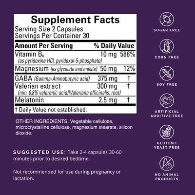 BRAINMD Dr Amen Restful Sleep - 60 Vegan Capsules - with Melatonin, Valerian Extract, GABA Magnesium - Non-Habit Forming - 60 Total Servings - Pack of 2