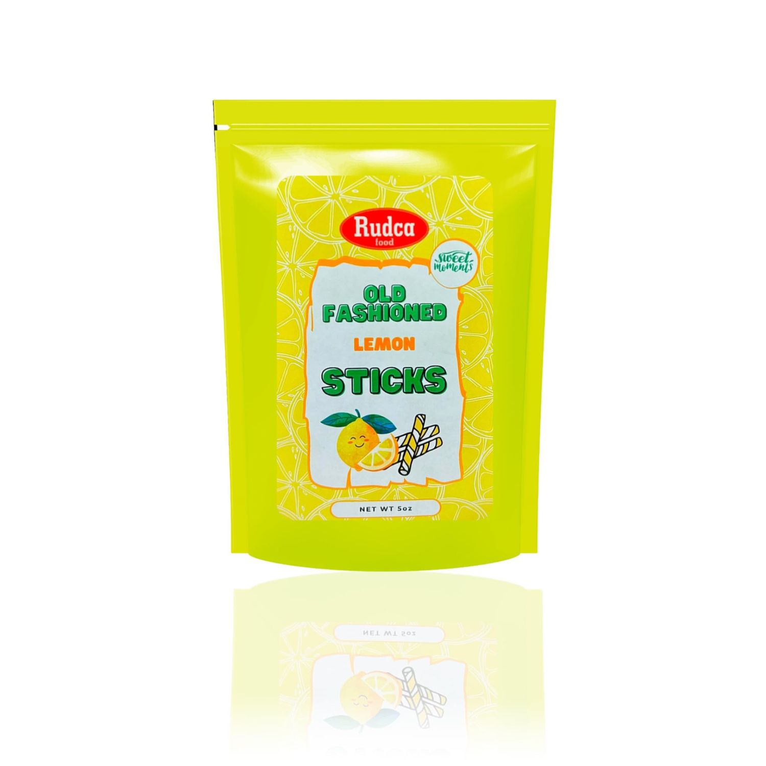 Rudca Food Exclusive Old-Fashioned Lemon Candy Sticks - Sweet Moments, Nostalgic Citrus Candy Canes - Zesty Lemon Flavor - 5 oz (Pack of 1)