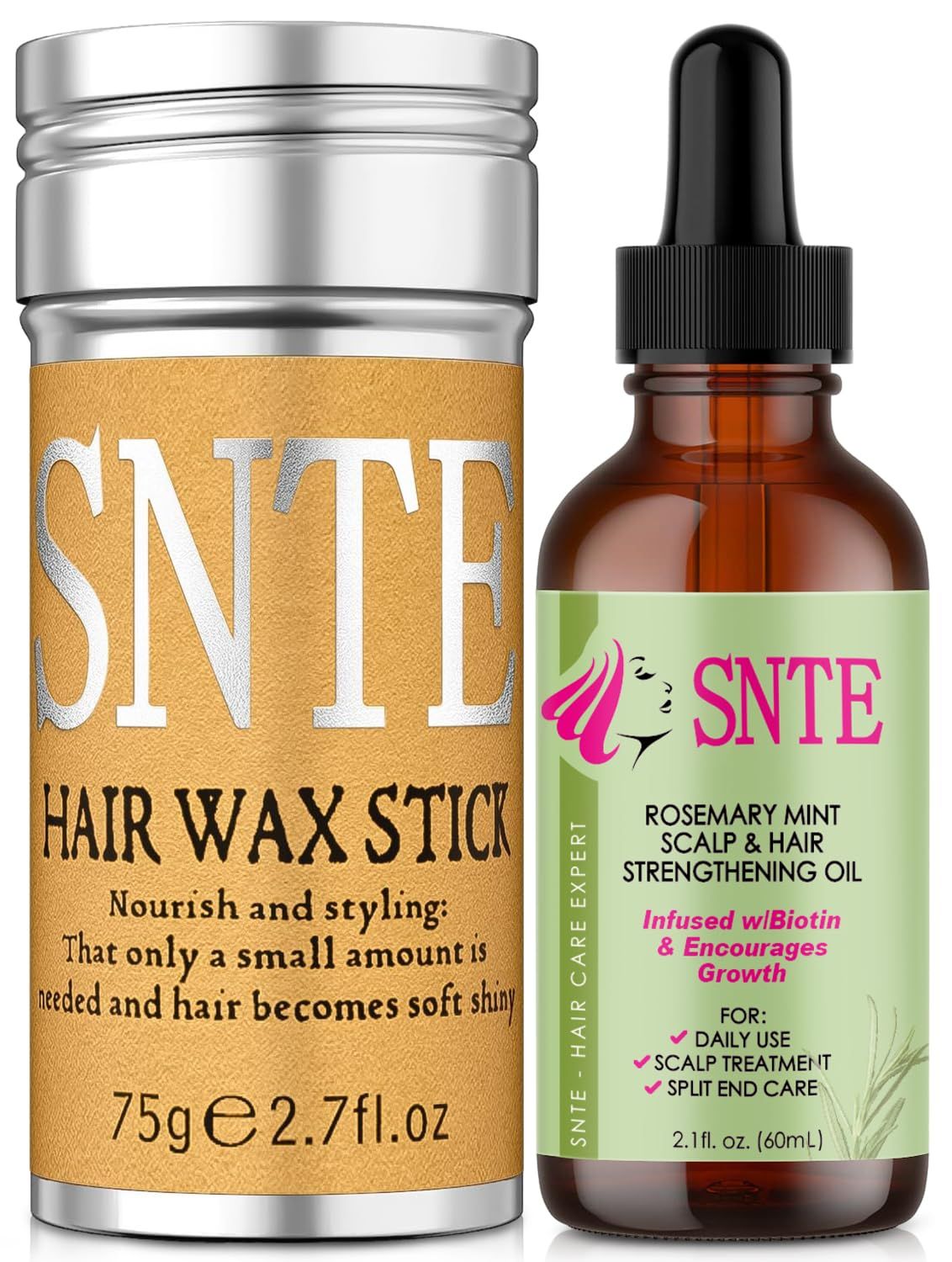 Hair Wax Stick with Rosemary Oil for Hair Growth, Dry Damaged Hair Care, Flyaway Control - Prevents Hair Loss Breakage