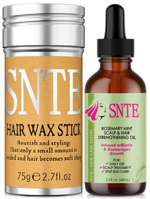 Hair Wax Stick with Rosemary Oil for Hair Growth, Dry Damaged Hair Care, Flyaway Control - Prevents Hair Loss Breakage