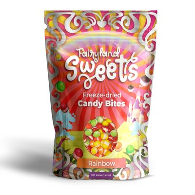 Fairyland Sweets Original Rainbow Freeze Dried Candy Bites - Gluten Free, Gelatin Free, Crunchy Freeze Dried Rainbow Hard Candy assorted flavors - 4.5 oz Resealable Bag