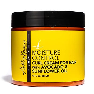 The Hair Diagram - Ashley Marie Moisture Control Curl Cream with Avocado Sunflower Oil - Natural Ingredients - Anti Frizz Curly Hair Styling Cream - Color Safe - Paraben Sulfate Free - 12oz